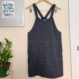 Frank and Oak Plaid Pinafore - Navy Dress